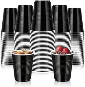 100 Pack Black Plastic Cups 18 oz, Disposable Heavy Duty Drinking Cups