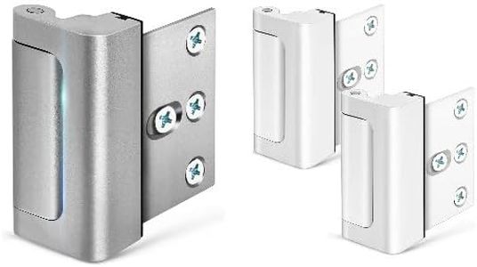 Home Security Door Lock, Childproof Door Reinforcement Lock with 3" Stop 4 Screws Withstand 800 lbs for Inward Swinging Door, Upgrade Night Lock to Defend Your Home (Silver-1 Pack + White-2 Pack)