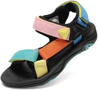 DREAM PAIRS Boys Girls Sandals Kids Adventurous Light-Weight Adjustable Straps Summer Water Shoes (Toddler/Little Kid/Big Kid),Size 13 Little Kid,Green/Blue/Yellow,170892-K