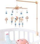 Starry Night Baby Mobile Toy and Mobile Arm Holder 2 in 1 Set for Crib | Wooden Beads and Stars Bed Hanger for Boys and Girls | Hanging Nursery Decor for Bassinet | Perfect Christmas Shower Gift