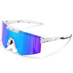 konqkin Cycling Glasses-Sports-Sunglasses-Mens-Womens-Polarised Sun Glasses UV400 Protection Ski Goggles Outdoor Bicycle Motorbike Driving Fishing Hiking,blue white