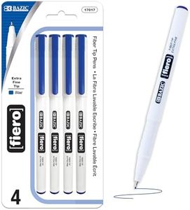 BAZIC Products Fiero Fiber Tip Pen, Fineliner Pens 0.4mm Blue Color Extra Fine Point, Writing Drawing for Graphic Office School (4/Pack), 1-Pack
