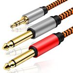 LiuTian 3.5mm 1/8" TRS to Dual 6.35mm 1/4" TS Mono Stereo Y-Cable Splitter Cord Compatible for iPhone, iPod, Computer Sound Cards, CD Players, Multimedia Speakers and Home Stereo Systems (10FT)