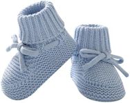 Hadetoto Baby Booties Newborn First Walkers Cozy Shoes Warm Knit Soft Booties for Toddler Infant Boy Girl (Light Blue, Infant, 6 Months, Age Range, US Footwear Size System, 9 Months, Medium)