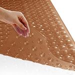 Yimobra Original Bath Tub Shower Mat Extra Long 16 x 40 Inches, Non Slip Bathtub Mat with Drain Holes, Suction Cups, Machine Washable, Clear Brown