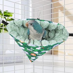Yanmucy Bird Nests for Cages Waterproof Plush Winter Bird Hammock Hanging Warm Parrot Bed Cozy Corner Parrot House Tent for Sleeping Playing (Green, Medium)