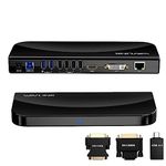 WAVLINK USB3.0/USB C Docking Station for MacOS/M1/M2 Windows, 13-in-1 Laptop Docking Station Dual Monitor HDMI & HDMI/VGA/DVI for Dell HP Lenovo, Ethernet, Audio, 6 USB Ports, USB A to USB C Adapter