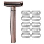 Dual Blade Safety Shaver Adjustable ShaverSingle Blade Shaver Includes 10 Shaver Blades and 1 Shaver Holder Durable and suitable for both men and women (Copper)