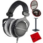 beyerdynamic DT 770-PRO Studio Headphones 80 Ohms Closed Dynamic (474746) with Full Size Headphone Case, Headphone Stand & Microfiber Cleaning Cloth