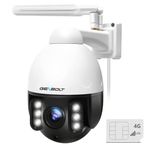 GENBOLT 3G/4G LTE PTZ Security Camera Outdoor 2.5K, 9X Optical Zoom PoE CCTV IP Surveillance Camera with Sim Card, 5MP Floodlight Color Night Vision Siren Alarm Auto Cruise Humanoid Tracking [DC&PoE]