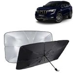 KINGSWAY® Car Sun Shade UV Protection Windshield Cover Compatible with Mahindra XUV 700, (Year 2021 Onwards), Foldable Size Universal Fit Umbrella Curtain for Front Window, Rear Window, Black, 1 Piece