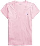 Polo Ralph Lauren Women's Pony Logo V-Neck T-Shirt, Ballet Pink., Large