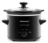 Elite Gourmet MST239X Dishwasher-Safe Glass Lid & Ceramic Pot Electric Slow Cooker, AdjCatable Temp, Entrees, Sauces, Stews and Dips, 2 Qt Capacity, Black