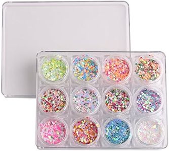 WOKOTO 12 Box 1mm 2mm 3mm Mixed Color And Size Confetti Nails Shiny Round Ultrathin Sequins Nail Art Decoration Set