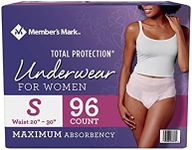 Member's Mark Total Protection Underwear for Women, Small (96 Count)