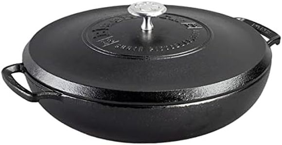 Lodge 4 Quart Cast Iron Blacklock Braiser with Lid, Triple Seasoned - 4 qt