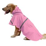 NACOCO Large Dog Raincoat Adjustable Pet Water Proof Clothes Lightweight Rain Jacket Poncho Hoodies with Strip Reflective (XXXL, Pink)