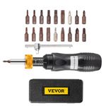 VEVOR 1/4" Drive Torque Screwdriver Wrench Set, 10-50 in-lbs Torque Adjustment Range, Torque Range Accurate to ±5%, 5 in-lb Increment Torque Screwdriver with 18 Bits & Case
