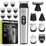 Brightup Beard Trimmer for Men, Mens Grooming Kit with 2000mA Cordless 4 Hours Running Hair Clippers, IPX7 Waterproof Electric Razor, Mustache, Face, Balls, Nose, Ear, Body Shavers - Gifts for Men