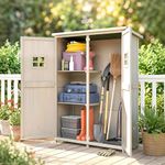 Outsunny 4 x 1.5ft Wooden Garden Shed with Two Windows, Outdoor Tool Storage Cabinet Organizer, Double Door, Grey