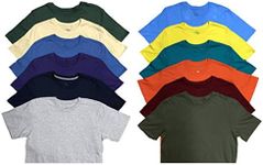 SOCKS'NBULK Mens Soft Cotton Slim Fit Crew Neck Short Sleeve T-Shirts Mix Colors Bulk, 12 Pack Assorted, X-Large