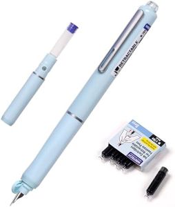WRITECH Fountain Pen Fine Nib: Black Ink Retractable Pen Set Includes 5 Ink Cartridges Smooth Writing No leaking for Gift (Blue)