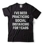 Silk Road Tees Mens Funny Introvert Tee Shirt Social Distancing Chamption T-Shirt - Black - XXL