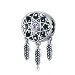 Dream Catcher Genuine 925 Sterling Silver Beautiful Dream Catcher Holder Beads fit Charm Bracelet Necklace DIY Jewellery