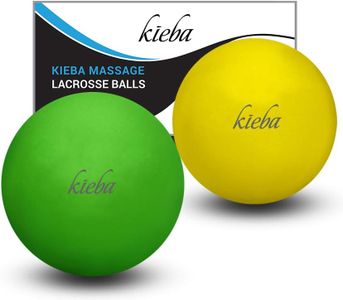Kieba Massage Lacrosse Balls for Myofascial Release, Trigger Point Therapy, Muscle Knots, and Yoga Therapy. Set of 2 Firm Balls (Green and Yellow)