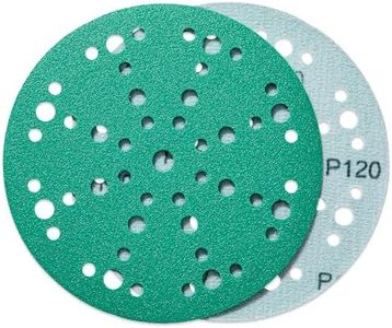 Husbra Enetics 6-Inch Abrasive Sanding Discs 100 Pack 120 Grit Sandpaper, 49-Hole Hook and Loop Film Backing Sanding Discs Compatible with Sanders
