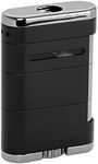 XIKAR Allume Triple Jet Tabletop Lighter, Engineered for Performance, Crisp Side Squeeze Ignition, Tuxedo Black