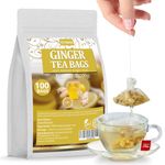 Premium Ginger Tea,100 Tea Bags,100% Pure Ginger Root,No Additives & Caffeine Free.…