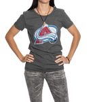 Calhoun NHL Surf & Skate Women's Distressed Print Fitted Crew Neck Premium T-Shirt (Colorado Avalanche, X-Large)