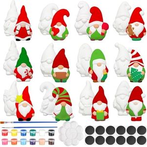 Sinmoe 12 Sets Christmas Gnomes Paint Your Own Painting Kit for Kids Unpainted DIY Ceramics Figurines Ceramic Painting Kit Ceramics to Paint for Adults with Magnet Brushes Palette Arts and Crafts