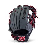 Marucci Boys Right Hand Thrower Baseball Glove, 11.50" - Gray/RED