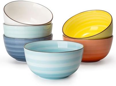 Sweese 127.002 Porcelain Bowls - 20 Ounce for Cereal, Soup, Rice, Salad, LEAD & CADMIUM FREE- Set of 6, Multicolor, Hot Assorted Colors