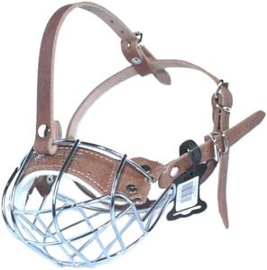 Strong Metal Wire Basket Dog Muzzle for American Bully (BA, Brown leather/Silver)