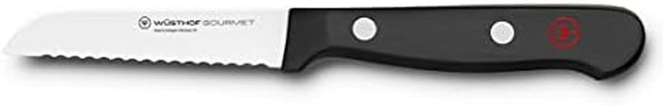 WÜSTHOF Gourmet Three Inch Serrated Paring Knife | 3" German Serrated Paring Knife | Precise Laser Cut High Carbon Stainless Steel Paring Utility Knife – Model 4011-7