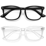 WOWSUN Unisex Stylish Nerd Non-prescription Glasses, Clear Lens Eyeglasses Frames, Fake Glasses, Black+clear, Medium