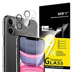 NEW'C 4 Pack, 2 x Glass Screen Protector for iPhone 11 and 2 x Camera lens Protector, Scratch-Resistant, No Air Bubbles, Extremely Durable, 9H Hardness Tempered Glass
