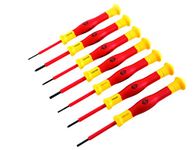 C.K T4897 VDE Precision Screwdriver, Red/Yellow/Black, Set of 7 Piece