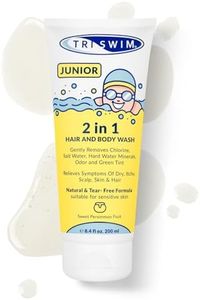 TRISWIM - Junior Gel de Baño y Champú Anticloro Después de la Natación para Niños, Elimina Suavemente el Olor a Cloro y Piscina, la Fórmula Natural Previene la Picazón en la Piel - 200 ml