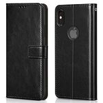 WOW IMAGINE Shock Proof Flip Cover Back Case Cover Compatible for Apple iPhone X | Xs (Flexible | Leather Finish | Card Pockets Wallet & Stand | Black)