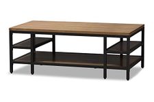 Baxton Studio Calandra Rustic Industrial Style Oak Brown Finished Wood and Black Finished Metal Console Coffee Table