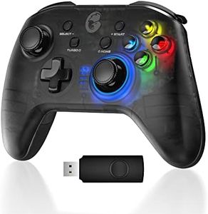 GameSir T4 Pro Wireless Game Controller for Windows 7 8 10 PC/iPhone/Android/Switch, Dual Shock USB Bluetooth Mobile Phone Gamepad Joystick for Apple Arcade MFi Games, Semi-Transparent LED Backlight