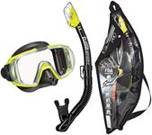 TUSA Sport Adult Visio Tri-Ex Mask and Dry Snorkel Combo, Black/Yellow (UC-3125PQB-FY)