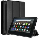 TECHGEAR Smart Case for All New Amazon Fire 7 tablet (2022 / 12th Generation) Slim Smart Case Stand Cover with Corner Protection [Auto Wake/Sleep] Soft TPU Holder - Black