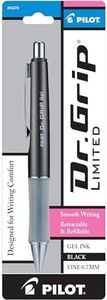 PILOT Dr. Grip Limited Refillable & Retractable Gel Ink Rolling Ball Pen, Fine Point, Metallic Charcoal Gray Barrel, Black Ink, Single Pen (36270)