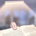 Glocusent 26 LED Reading Light, Book Light with 5 Colours & Stepless Dimming - 90hr Long Battery Life, Eye-Protecting, Larger Lamp Area, 360° Flexible Perfect for Book Lovers, Kids in Bed (Pink)