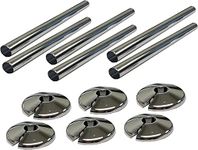 6 x Radiator Pipe Sleeve Covers and Pipe Collars in Chrome Effect 15mm x 200mm